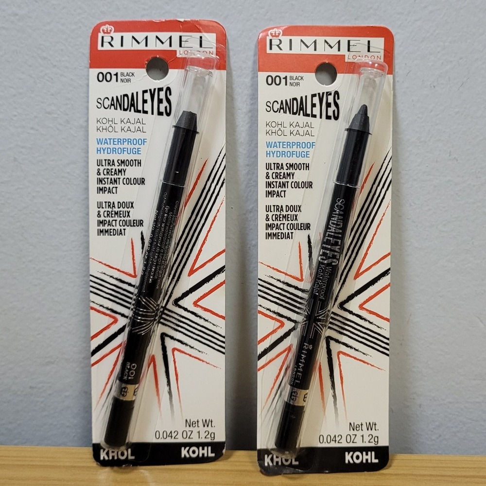 Rimmel Scandaleyes Kohl Kajal Waterproof Eyeliner 001 Black (2 Pack)